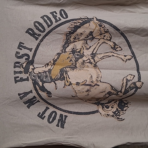 New! Original Use Mens Medium tan short sleeve Not My First Rodeo graphic Tshirt - Picture 1 of 6
